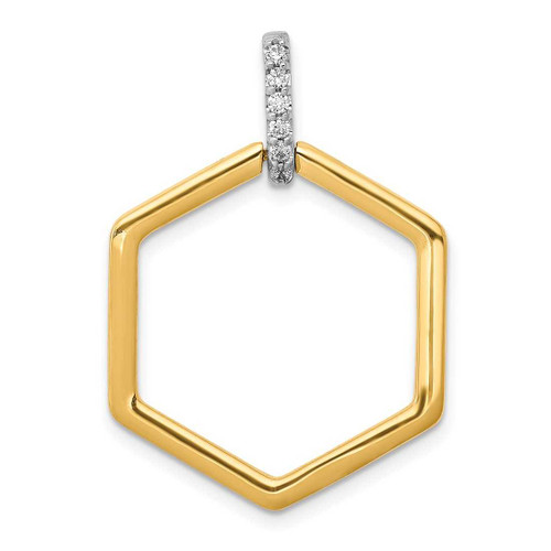 Image of 14K Two-tone Gold 1/15ctw. Diamond Fancy Hexagon Pendant
