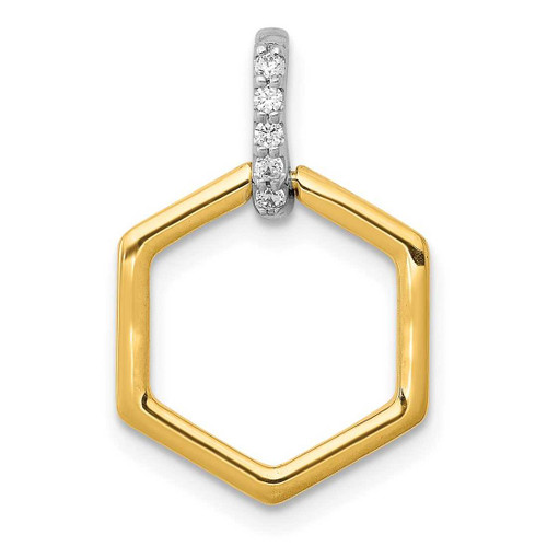 Image of 14K Two-tone Gold 1/20ctw. Diamond Fancy Hexagon Pendant