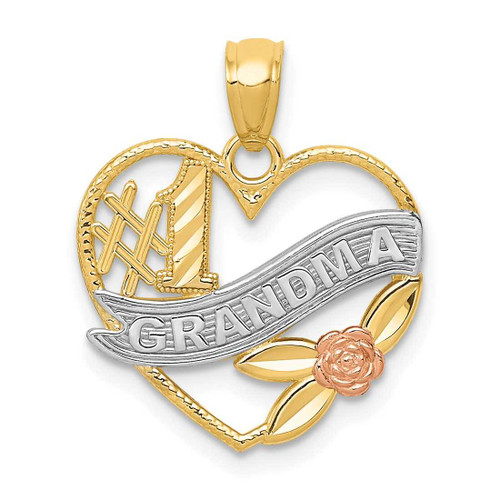 Image of 14k Two-tone Gold and Rhodium #1 Grandma Heart Pendant K2672