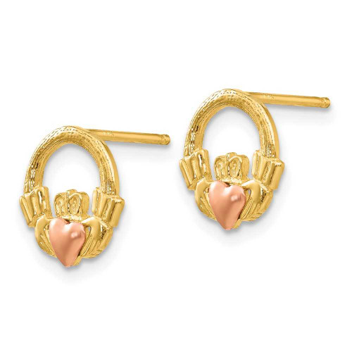 Image of 10mm 14k Two-tone Gold Claddagh Post Earrings