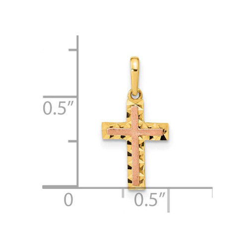 Image of 14K Two-tone Gold Diamond-cut Cross Pendant