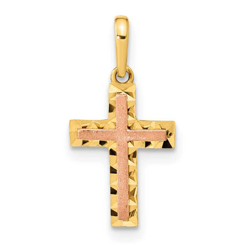 Image of 14K Two-tone Gold Diamond-cut Cross Pendant