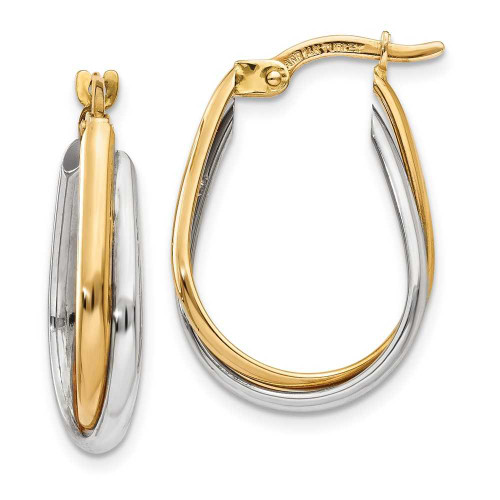 Image of 11mm 14k Two-tone Gold Double Hoop Earrings