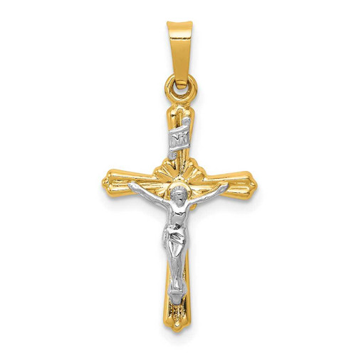 Image of 14k Two-tone Gold Flower Center INRI Crucifix Pendant