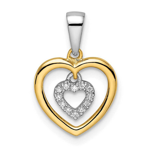 Image of 14K Two-tone Gold Heart Dangle Diamond Pendant