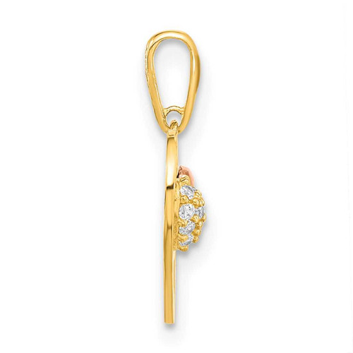 Image of 14K Two-tone Gold Heart with CZ Pendant