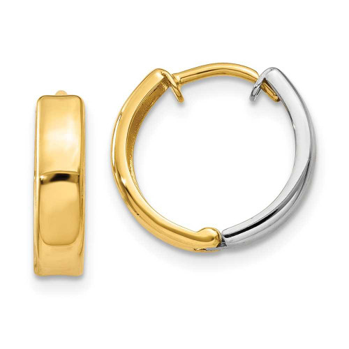 Image of 10mm 14k Two-tone Gold Hinged Hoop Earrings Y7904