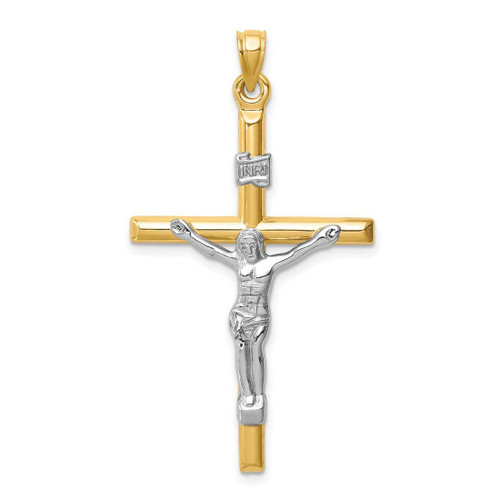 Image of 14k Two-tone Gold Hollow Crucifix Pendant XR1847
