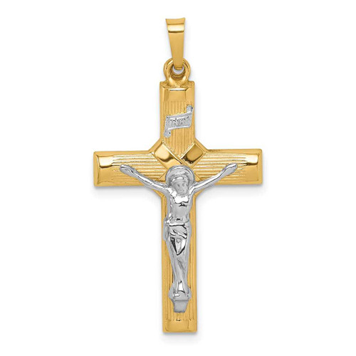 Image of 14k Two-tone Gold Hollow Polished Center X Crucifix Pendant