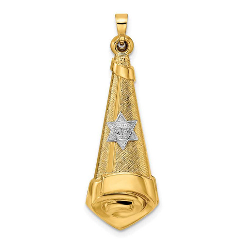 Image of 14K Two-tone Gold Hollow Scroll & Star Pendant