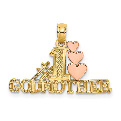 Image of 14k Two-tone Gold Polished #1 Godmother & Hearts Pendant