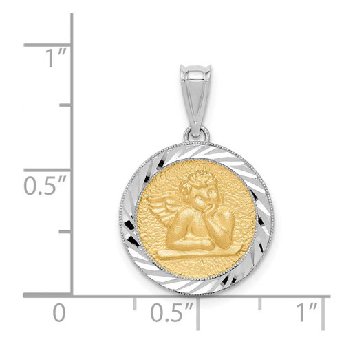 Image of 14K Two-tone Gold Polished & Shiny-cut Bezel Angel Pendant