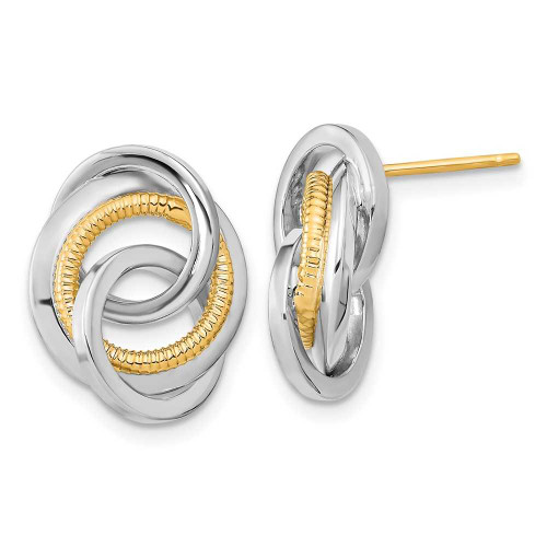Image of 17mm 14k Two-tone Gold Polished & Textured Love Knot Stud Post Earrings TL1096