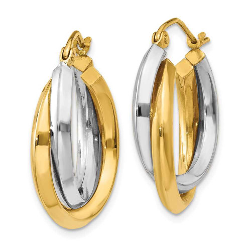 Image of 14mm 14k Two-tone Gold Polished Double Hoop Earrings TM395