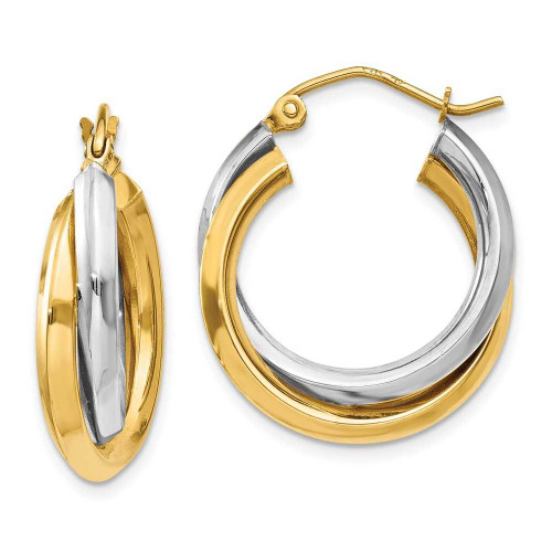 Image of 14mm 14k Two-tone Gold Polished Double Hoop Earrings TM395