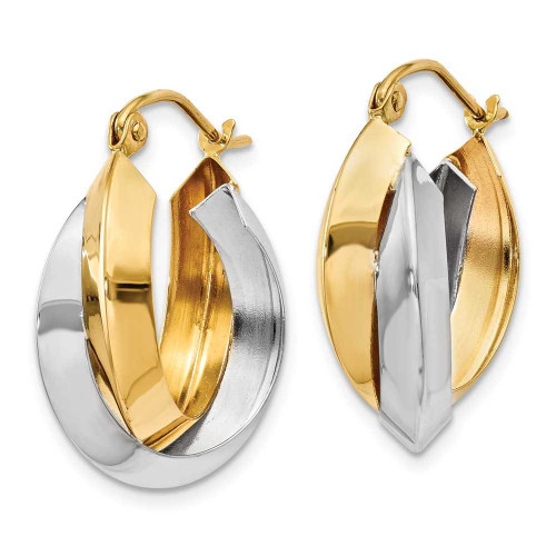 Image of 12mm 14k Two-tone Gold Polished Edged Double Hoop Earrings