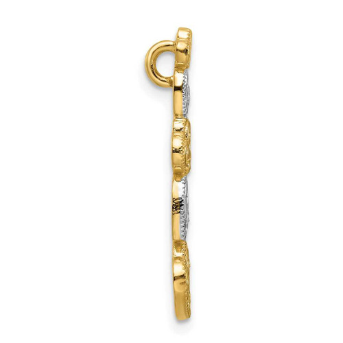 Image of 14k Two-tone Gold Polished Filigree Vertical Hearts Slide Pendant
