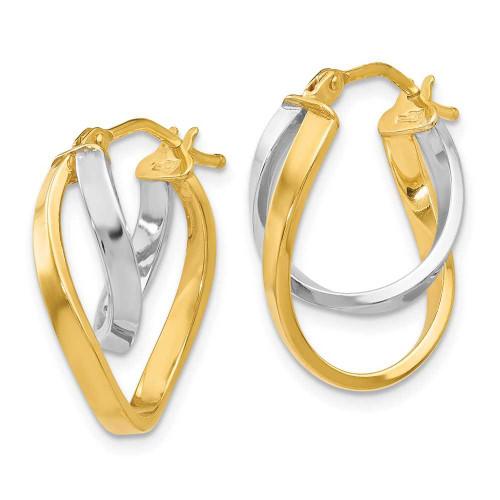 Image of 17mm 14k Two-tone Gold Polished Hinged Hoop Earrings 28Q