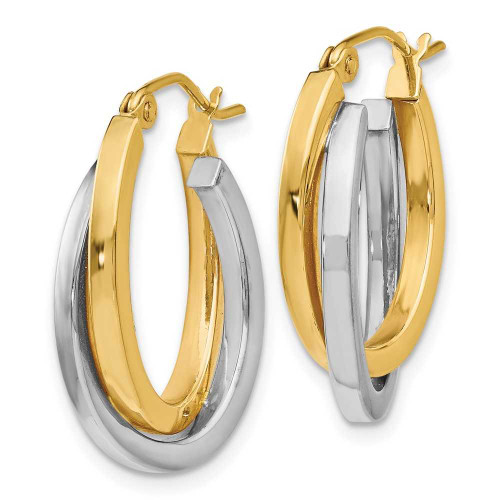 Image of 23mm 14k Two-tone Gold Polished Hinged Hoop Earrings 55D