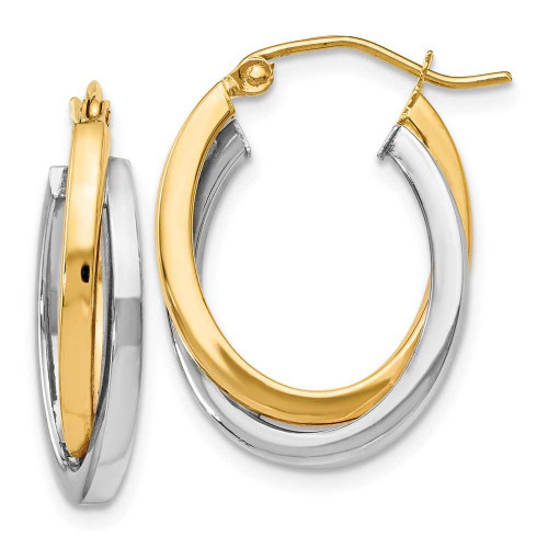 Image of 23mm 14k Two-tone Gold Polished Hinged Hoop Earrings 55D