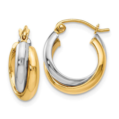 Image of 14mm 14k Two-tone Gold Polished Hinged Hoop Earrings 75V
