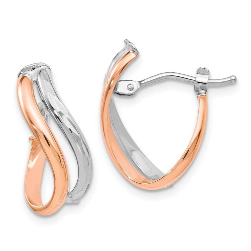 Image of 16mm 14k Two-tone Gold Polished Hinged Hoop Earrings LE1416