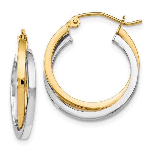 Image of 20mm 14k Two-tone Gold Polished Hinged Hoop Earrings LE212
