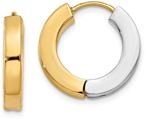 Image of 16mm 14k Two-tone Gold Polished Hollow Hinged Hoop Earrings TL571