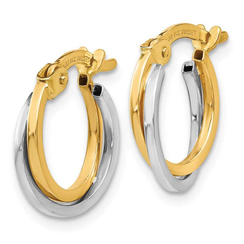 Image of 14mm 14k Two-tone Gold Polished Hollow Hoop Earrings TL697