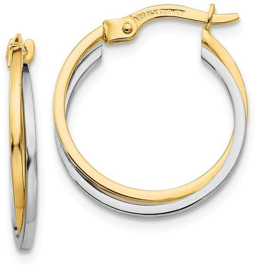 Image of 20mm 14k Two-tone Gold Polished Hollow Hoop Earrings TL701