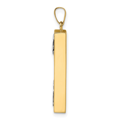 Image of 14K Two-tone Gold Polished Hollow Mezuzah w/Star of David & Chai Pendant XR2035