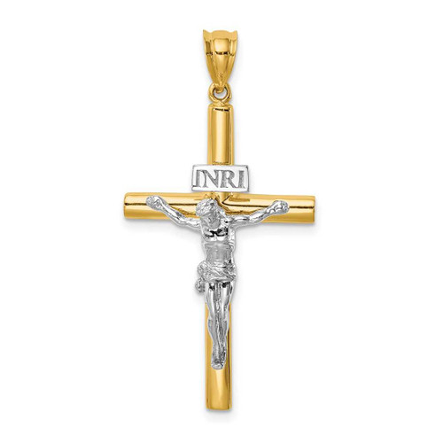 Image of 14K Two-tone Gold Polished INRI Crucifix Cross Pendant