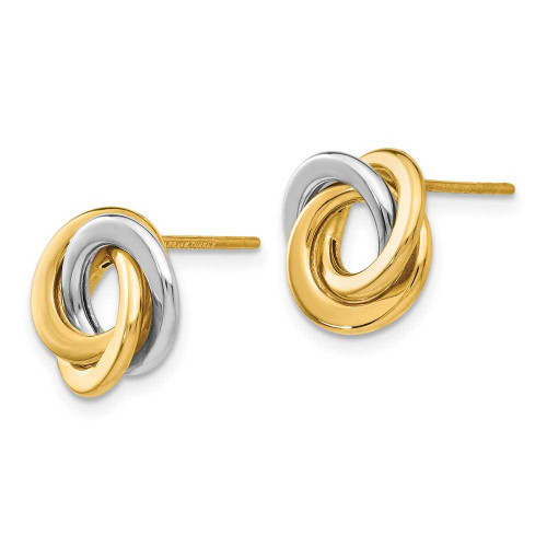 Image of 11mm 14k Two-tone Gold Polished Intertwined Circles Love Knot Stud Post Earrings TL945