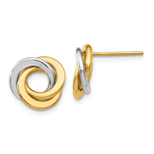 Image of 11mm 14k Two-tone Gold Polished Intertwined Circles Love Knot Stud Post Earrings TL945