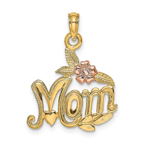 Image of 14k Two-tone Gold Polished Mom & Flower Pendant