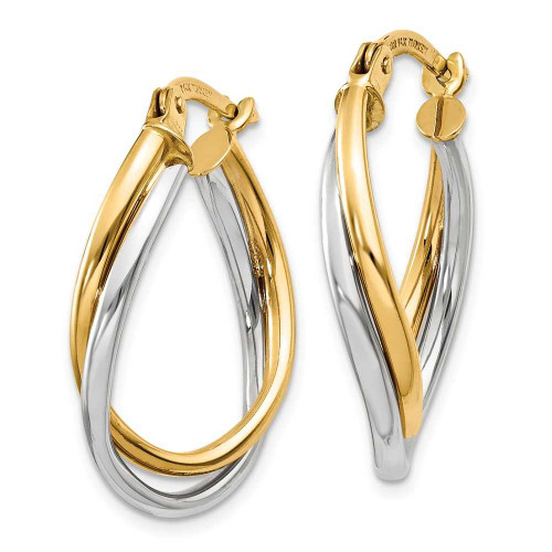 Image of 20mm 14k Two-tone Gold Polished Oval Hoop Earrings