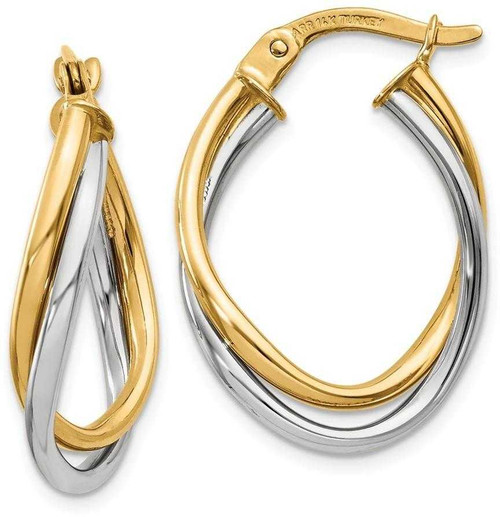 Image of 20mm 14k Two-tone Gold Polished Oval Hoop Earrings