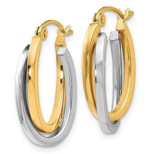 Image of 20mm 14k Two-tone Gold Polished Oval Hoop Earrings 54T