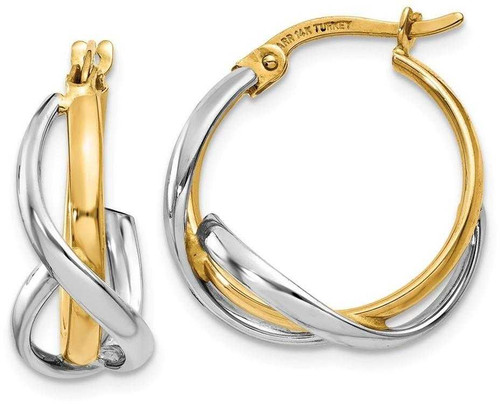 Image of 20mm 14k Two-tone Gold Polished Twisted Hoop Earrings TF677