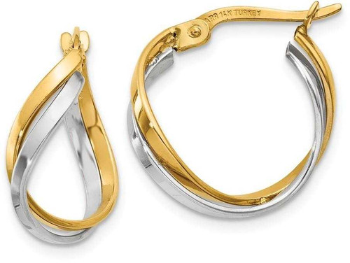 Image of 19mm 14k Two-tone Gold Polished Twisted Hoop Earrings TF678