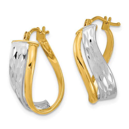 Image of 25.3mm 14k Two-tone Gold Shiny-Cut and Polished Earrings