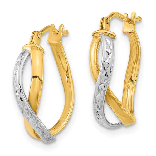 Image of 20.6mm 14k Two-tone Gold Shiny-Cut and Polished Hoop Earrings