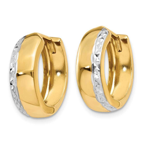 Image of 15mm 14k Two-tone Gold Textured Hinged Hoop Earrings TL580