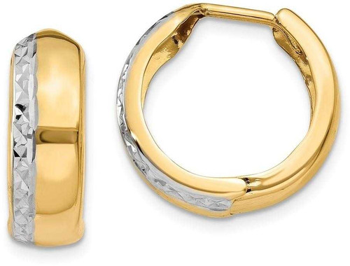 Image of 15mm 14k Two-tone Gold Textured Hinged Hoop Earrings TL580