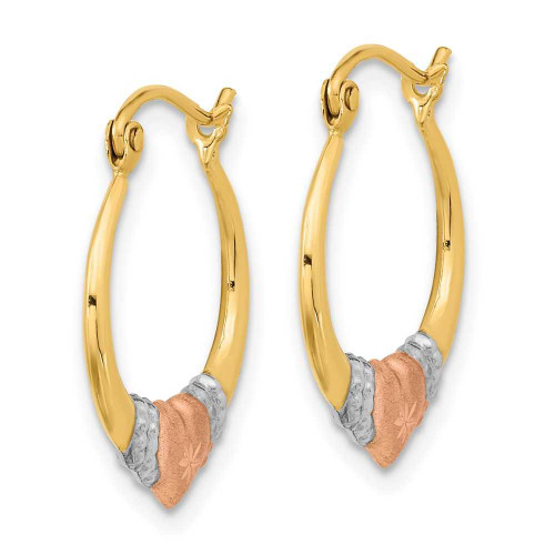 Image of 19.89mm 14k Two-tone Gold w/White Rhodium Polished Satin & Shiny-Cut Hoop Earrings