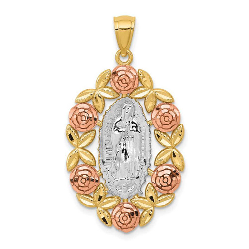 Image of 14k Two-tone Gold White Rhodium Our Lady of Guadalupe Pendant