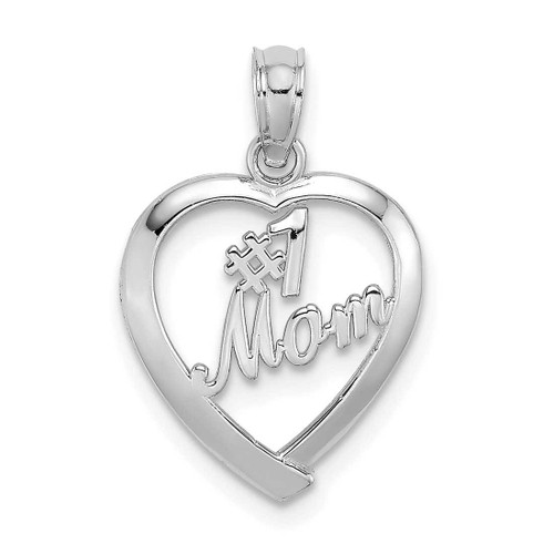 Image of 14k White Gold #1 Mom in Heart Pendant