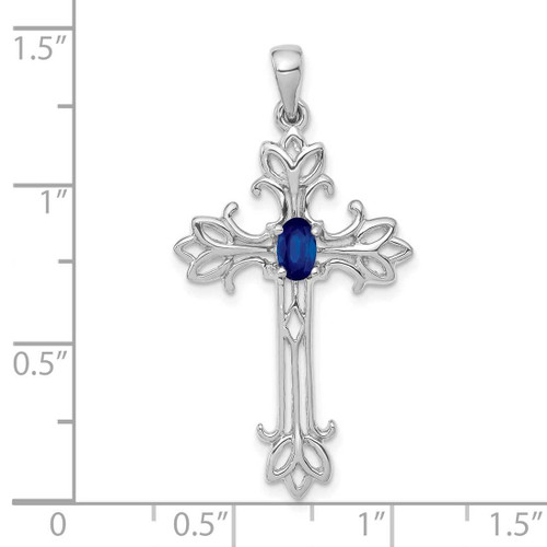 Image of 14k White Gold .35ct Sapphire Cross Pendant