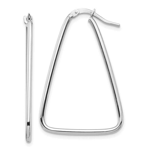 Image of 35.8mm 14k White Gold 1.5mm Polished Triangle Dangle Hoop Earrings TF1367W