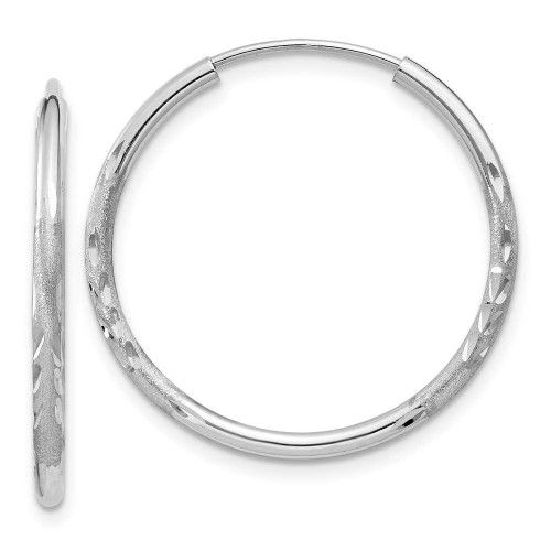 Image of 21mm 14k White Gold 1.5mm Shiny-Cut Endless Hoop Earrings XY1195